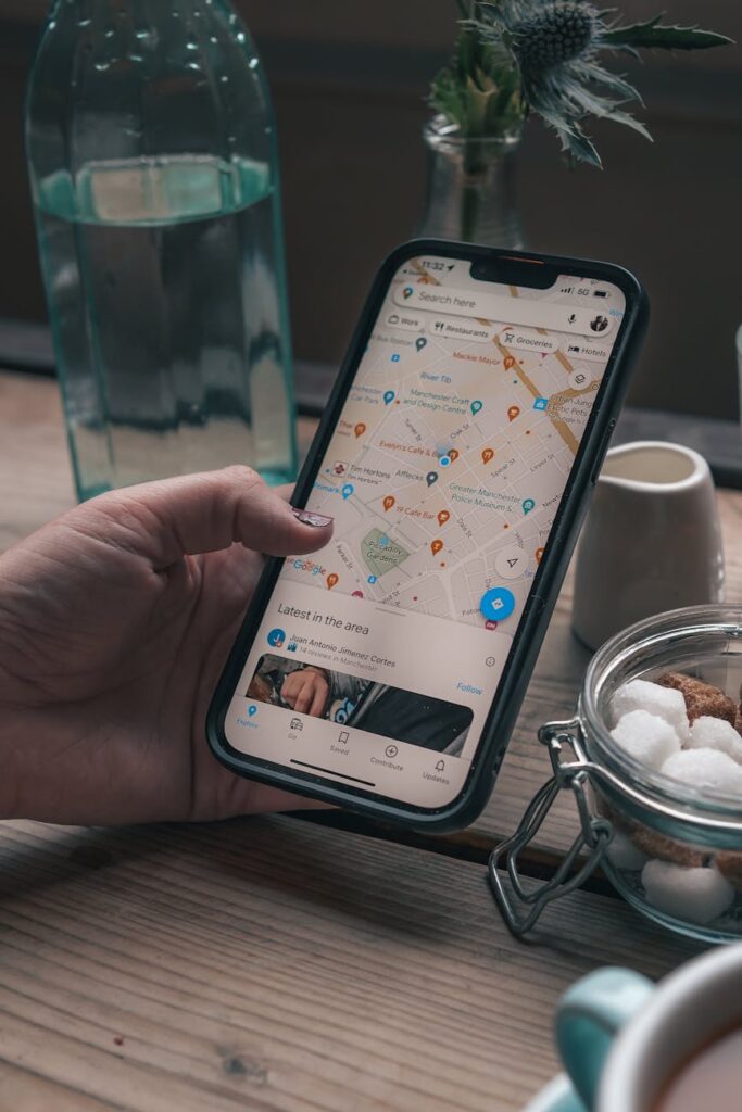 map on touchscreen of smartphone